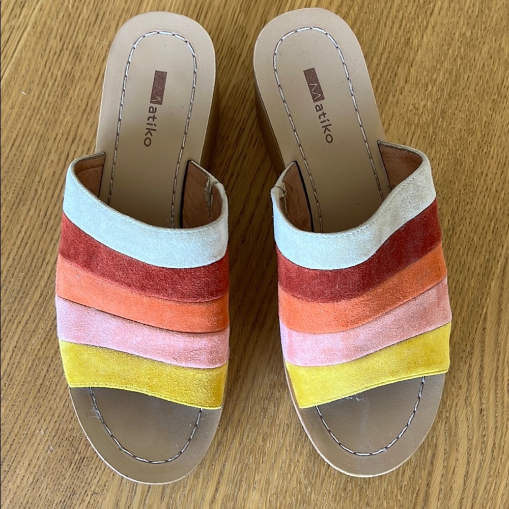 Matiko Rainbow Striped Platform Mule Sandals from Anthropologie